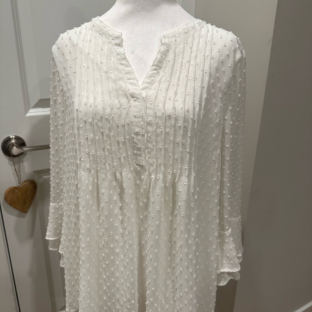Charter Club White Textured Blouse